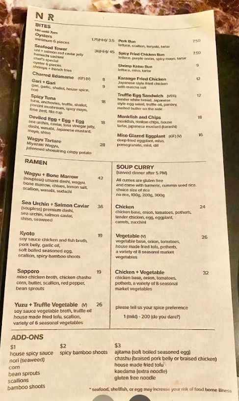 NR Restaurant Menu – Prices, Japanese Dishes, Drinks & Specials